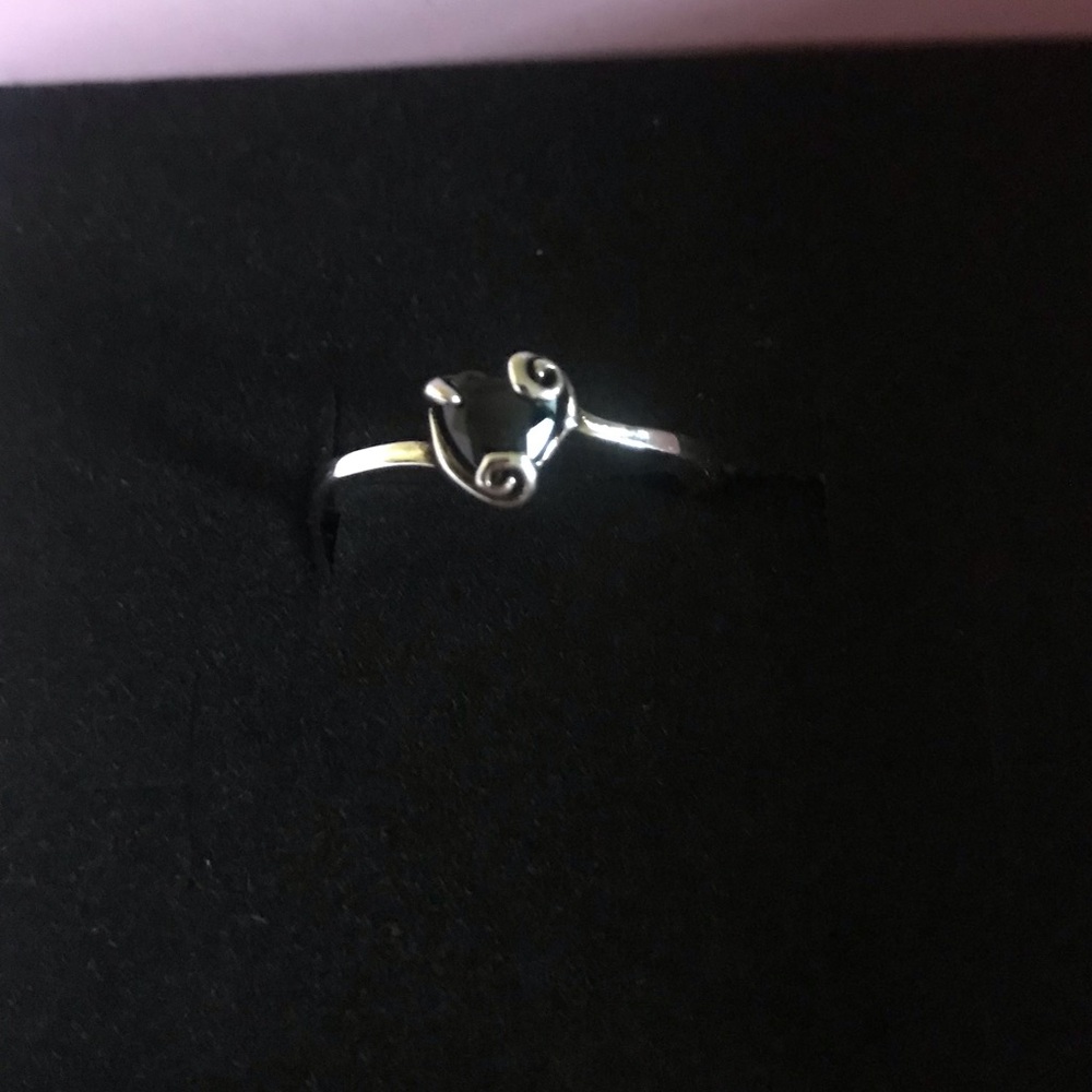 Sterling Silver Black Gemstone Swirl Ring, Nightmare Before Christmas